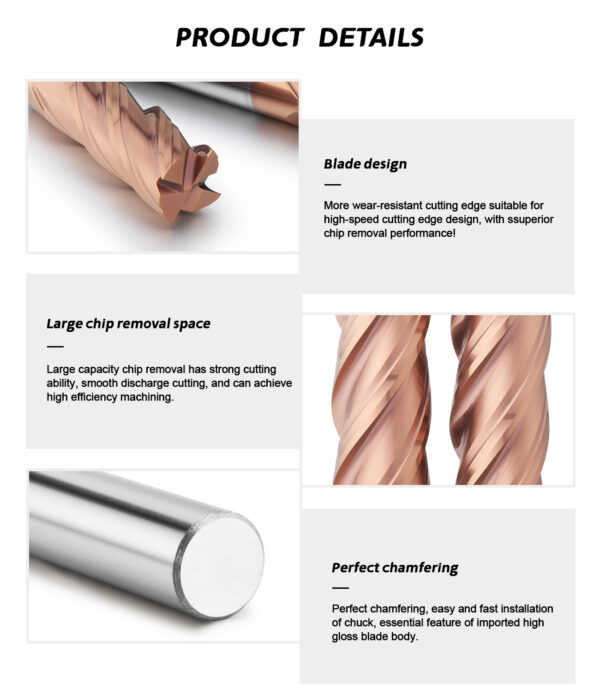 ZHY 4 Flutes HRC65 Carbide Milling Cutter