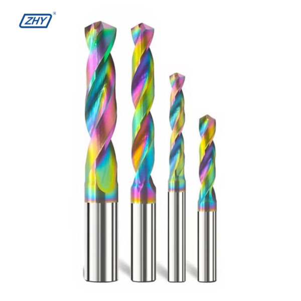 ZHY High Speed 2 Flutes DLC Color Coating CNC Drill