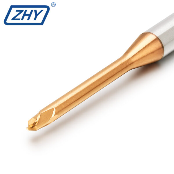 ZHY Carbide 2 Flutes Micro Diameter Long Neck Short Flute Ball Nose End Mill