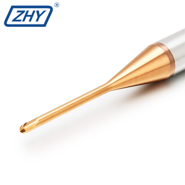 ZHY Carbide 2 Flutes Micro Diameter Long Neck Short Flute Ball Nose End Mill