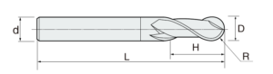 Carbide 2 Flutes HRC 65 Ball Nose End Mill 