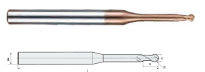 ZHY Carbide 2 Flutes Micro Diameter Long Neck Short Flute Ball Nose End Mill