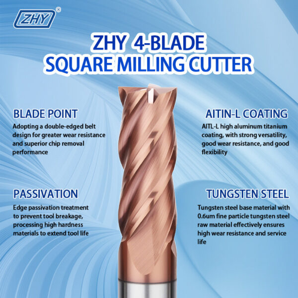 ZHY UEX 4 Flutes Square End Mills