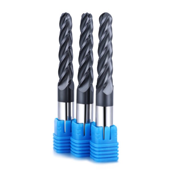 Tapered ball nose end mill for aircraft wing machining