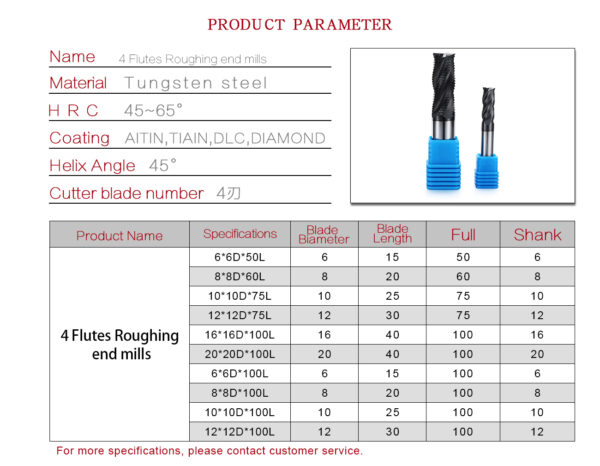 ZHY 4 Flutes Carbide Roughing End Mill