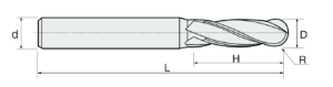 4 Flutes Solid Carbide Ball end mill size list