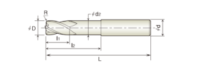 Carbide 4-edges Graphite corner radius milling cutter