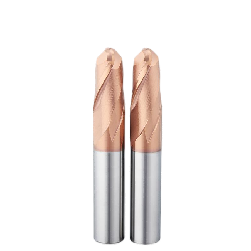 Carbide ball nose end mill for mold steel