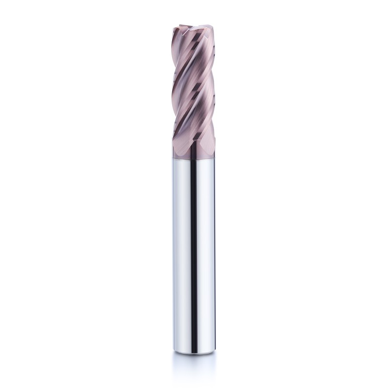 Carbide corner radius end mill for hardened steel