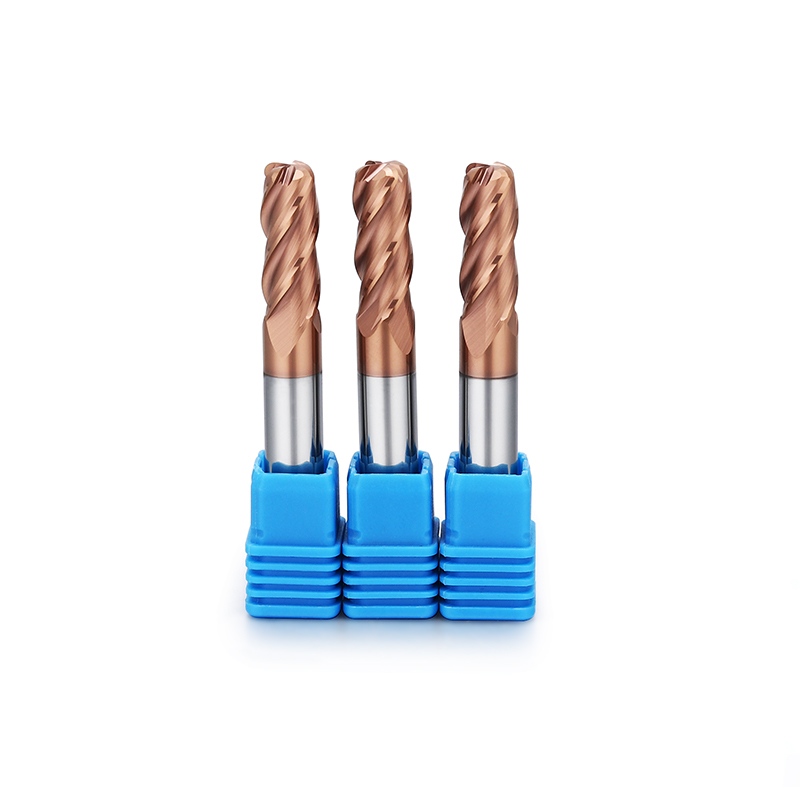 Carbide corner radius end mill for mold steel