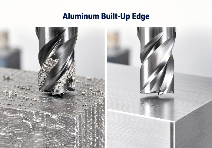 Aluminum built-up edge on carbide end mill
