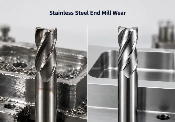 Carbide end mill wear in stainless steel machining
