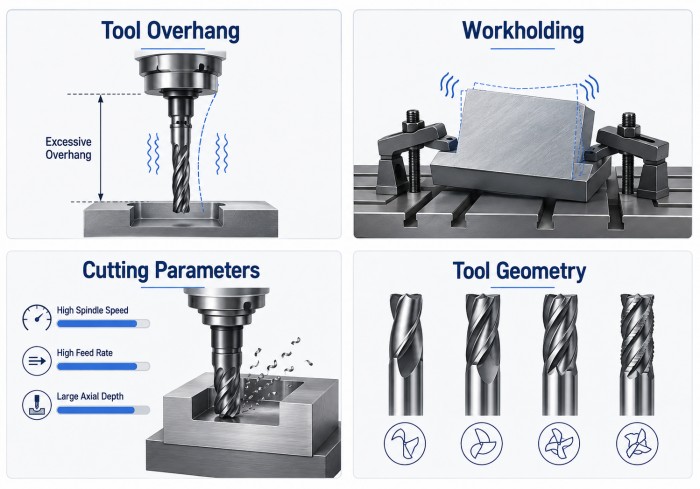 Common causes of carbide end mill chatter in CNC milling
