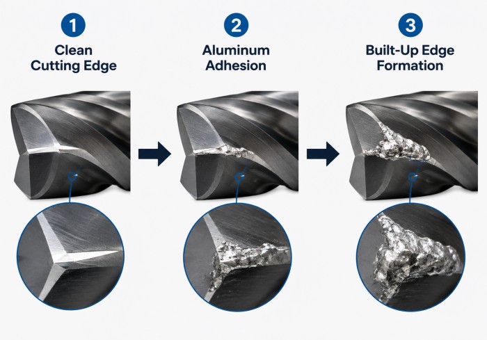 How built-up edge develops during aluminum milling