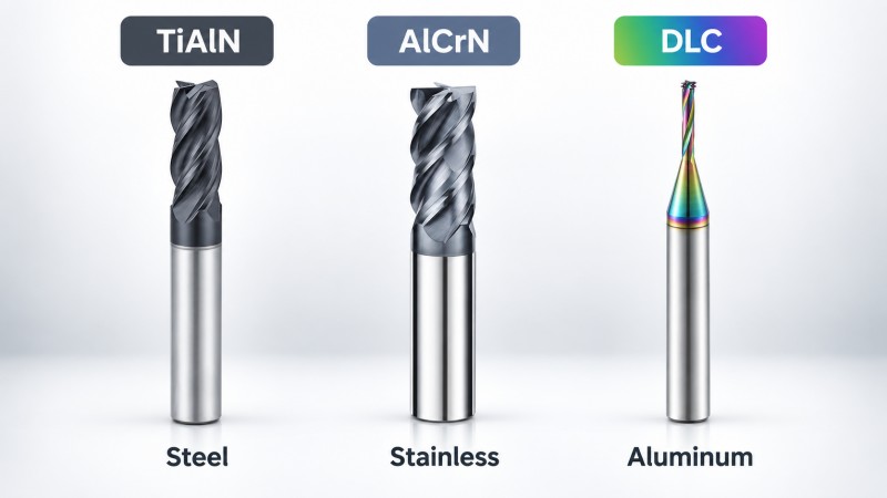 TiAlN AlCrN and DLC end mill coating comparison