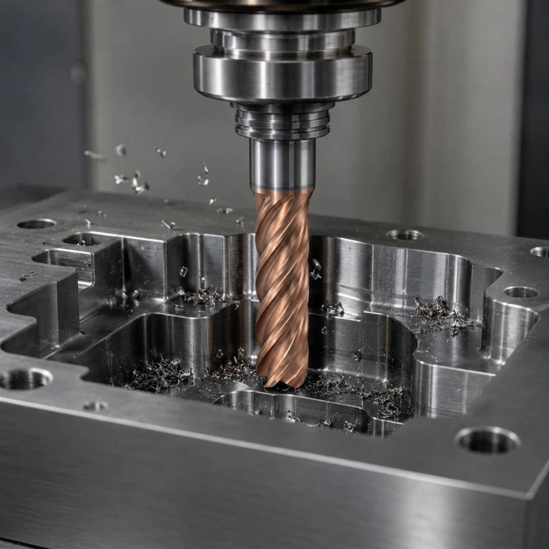 Carbide end mills for mold steel