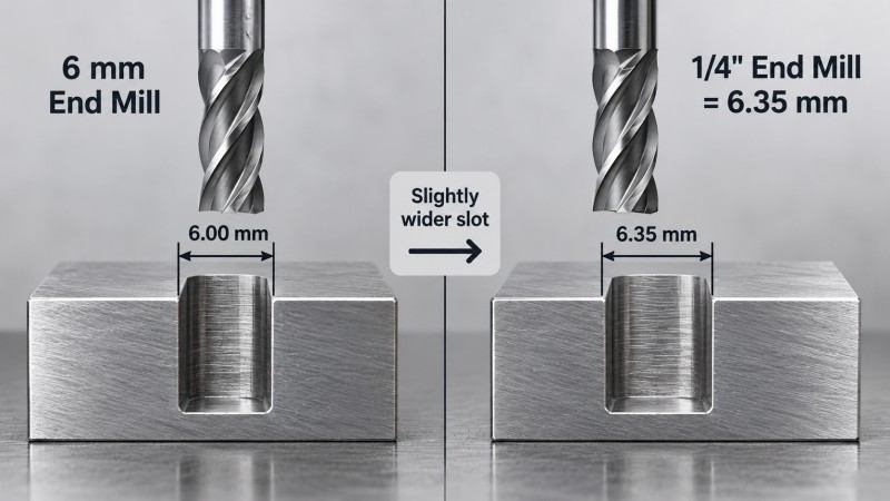 6 mm vs 1 4 inch end mill cutting diameter comparison