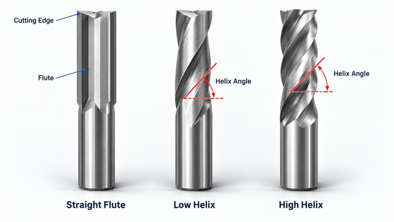 carbide end mill helix angle structure diagram