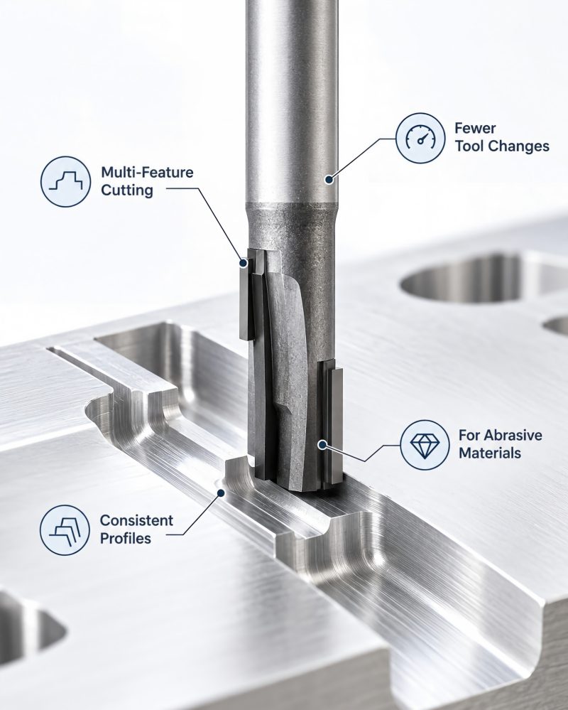 Custom PCD form cutter for special profile machining